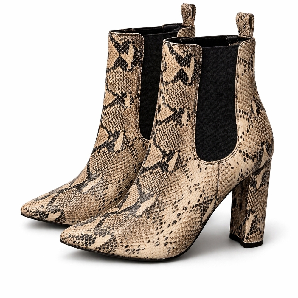 Tony Bianco Snakeskin Print Leather Ankle Boots Size 7.5